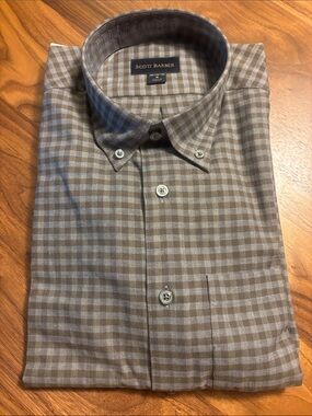 NEW Scott Barber Men's Cotton Brown & Gray Check Button-Down Shirt - M